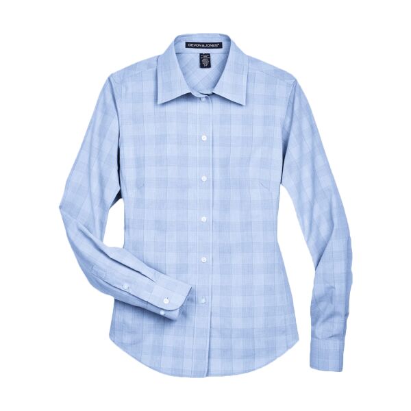 Women's Crown Collection® Glen Plaid Woven Dress Shirt Thumbnail