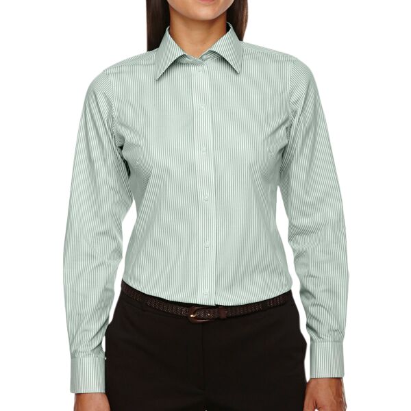 Ladies' Crown Collection® Banker Stripe Woven Shirt Thumbnail